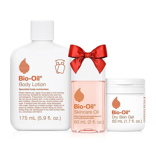 Bio-Oil Skincare Set for Scars, Stretch Marks, and Dry Skin, 3 Pc Travel Size Kit Includes Skin Care Oil (2 oz), Dry Skin Gel (1.7 oz), and Body Lotion (5.7 oz), Pregnancy and Maternity Stretch Marks