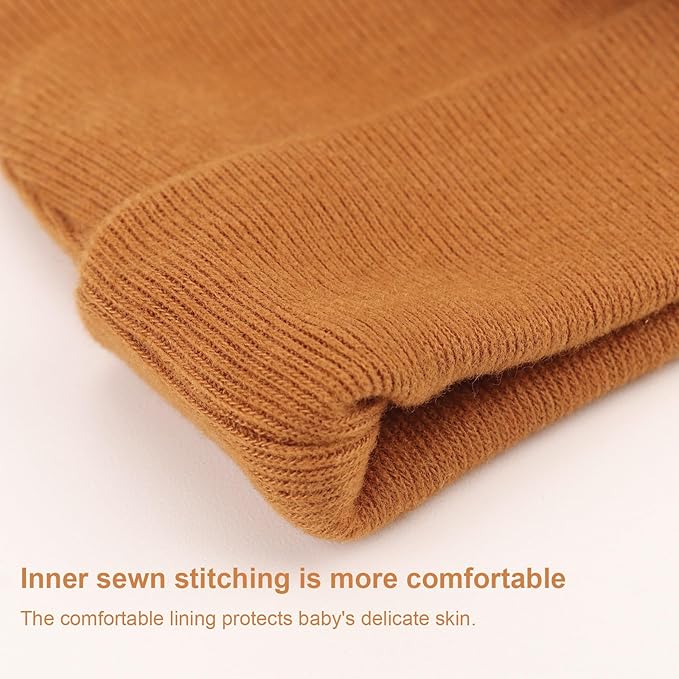 Newborn Baby Hats and Mittens Set Infant Bow Beanie Cap Toddler Gloves Newborn Hospital Hats for Baby Boy Girl 0-6 Months