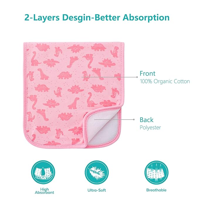 Hakochia Burp Cloths for Baby Boy & Girl Organic Cotton Large Unisex Burp Clothes Extra Absorbent Soft Neutral Burping Rags Spit Up Cloth Sets for Newborns 8 Pack (E)