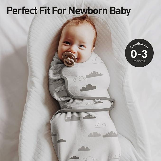 Organic Baby Swaddle Sleep Sacks, 2-Pack Swaddles for Newborns Baby Essentials, Infant 0-3 Months, 100% Cotton Soft & Snug Adjustable Wrap Nursery Swaddling Blankets Improves Sleep