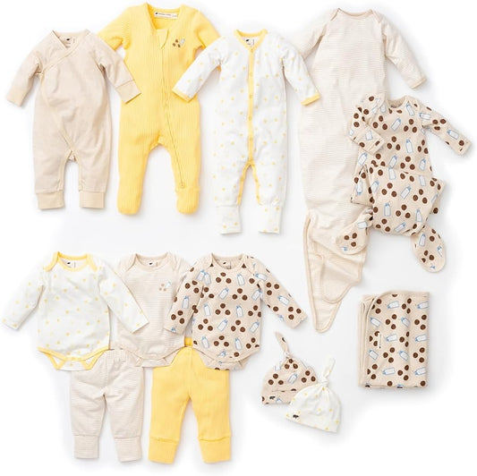 MONICA + ANDY Soft Start Box, Organic Cotton Baby Clothes Set, Super Soft 13-Piece Newborn & Infant Baby Gift Set