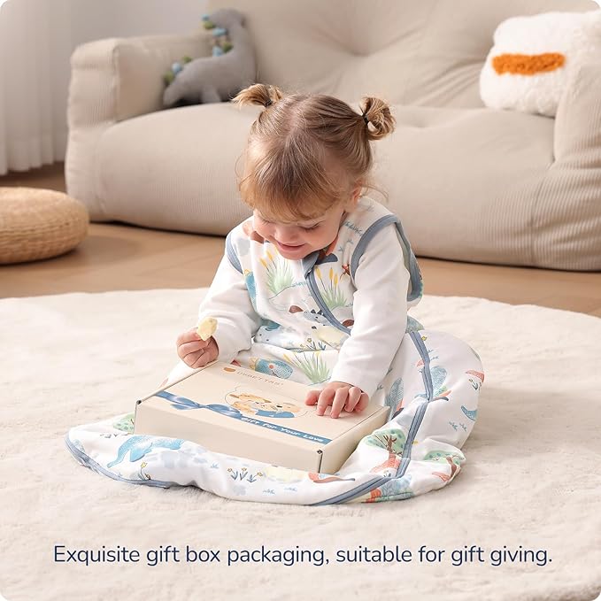 1.0 Tog 2.5 Tog Baby Sleep Sack, 100% Cotton Baby Sleeping Bag 3-24M, 2-Way Zipper Baby Wearable Blanket