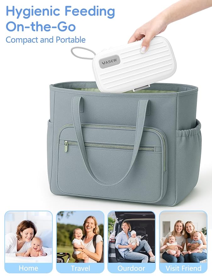 Electric Baby Bottle Brush Cleaner - Baby Bottle Brush Travel Essential, Safe BPA-Free Silicone, One Button 360° Efficient Cleaning, Long-Lasting 2000 mAh Battery, Storage Box for Travel (Grey)