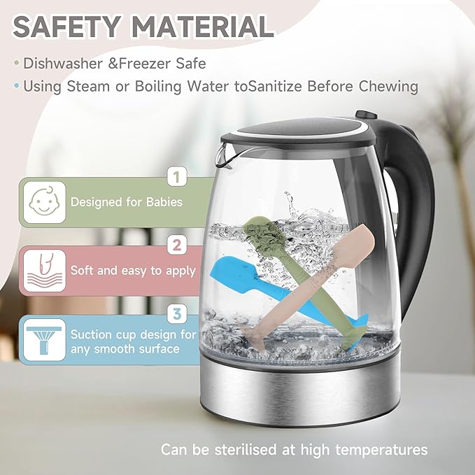 Baby Diaper Cream Spatula Applicator 3 Pack(with 3 Travel Case), Butt Paste Spatula Soft Silicone,Diaper Rash Cream Applicator, Baby Essentials Must Haves Newborn Stuff (Green Grey Azure)