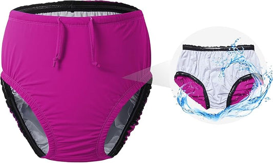 3T to Youth Reusable Swim Diaper Washable Incontinence Underwear for Special Needs Kids Waterproof Covers（Pink，8-10）