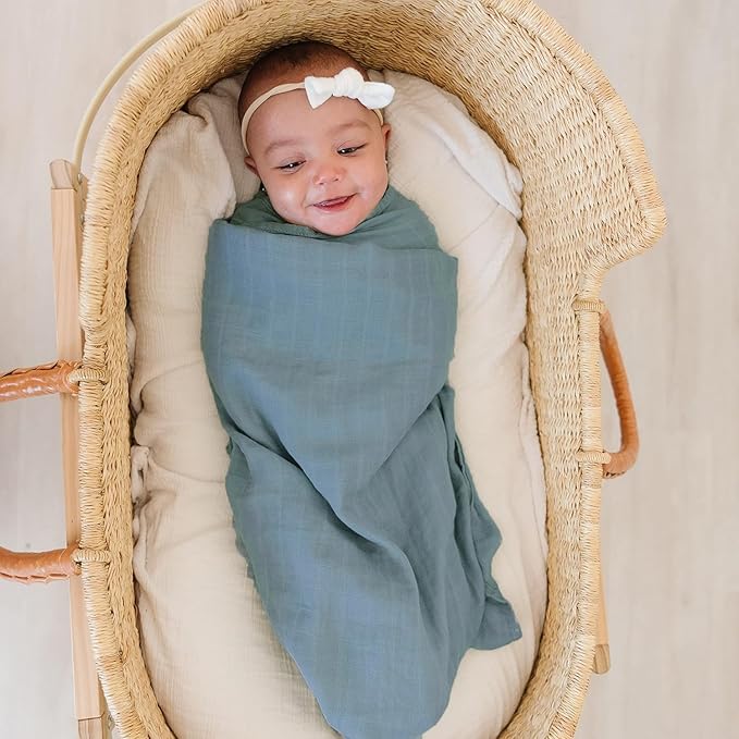 Viviland Muslin Swaddle Blankets, Breathable and Skin-Friendly Baby Receiving Blankets, 2-Pack Deer, 47 x 47 inches