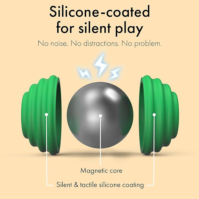 ONO Signets – Silicone Magnetic Balls with Textured Dimples, Bumps, and Waves | Fun to Play with Fidget Toy for Adults | Help Relieve Stress, Anxiety, Tension (Emerald, Set of 4)