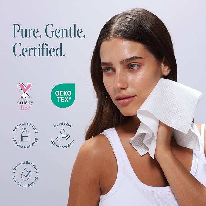 Cliganic Clean Face Towels XL, Multi-Pack (100 Count), Disposable, Ultra-Absorbent, Hypoallergenic & Soft - Makeup Remover Dry Wipes, Pamper Your Face, Hygienic Towelettes, for All Skin Types