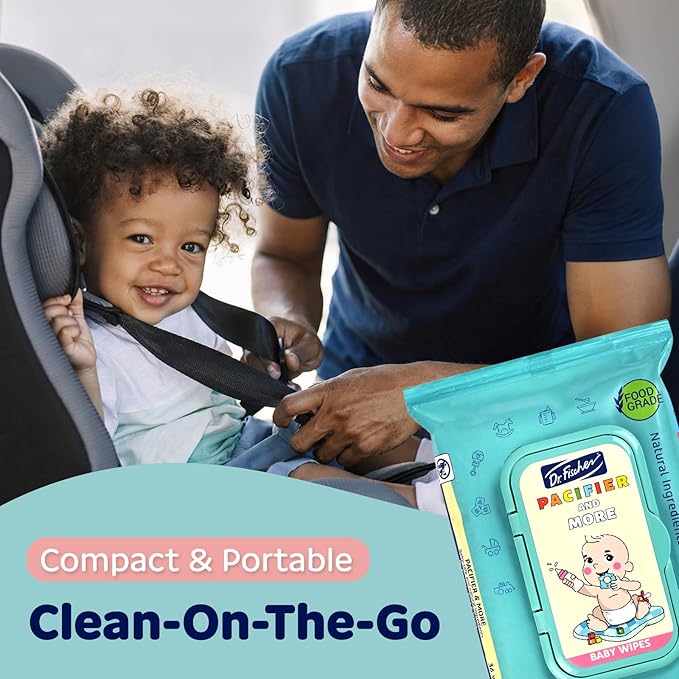 Dr. Fischer Pacifier Wipes, 100% Food Grade, Non-toxic for Bottles, Paci, Toys, Pumps, and More