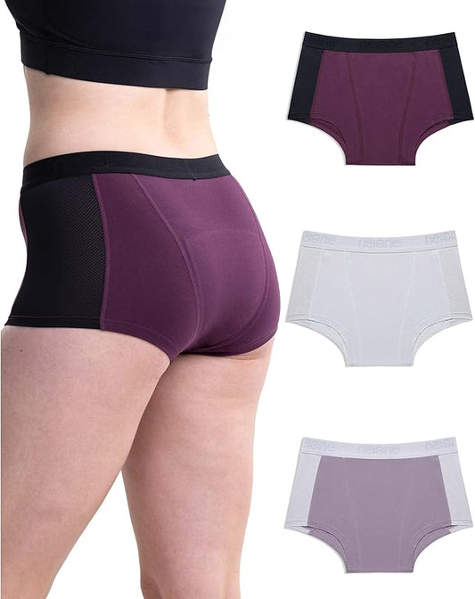 Neione Women Period Underwear Heavy Flow Cotton High-Waisted Sleep Boyshort Menstrual Panties Holds 4 Tampons