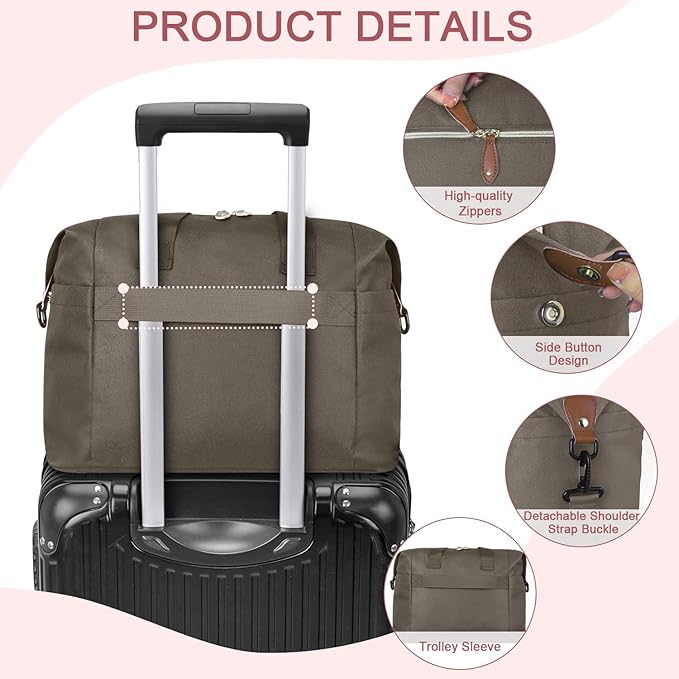 Diaper Bag Tote, Diaper Baby Bags with Pacifier Case, Shoulder Straps, Stroller Clips, Waterproof Large Mommy Maternity Travel Baby Bag for Mom and Dad, khaki, Medium