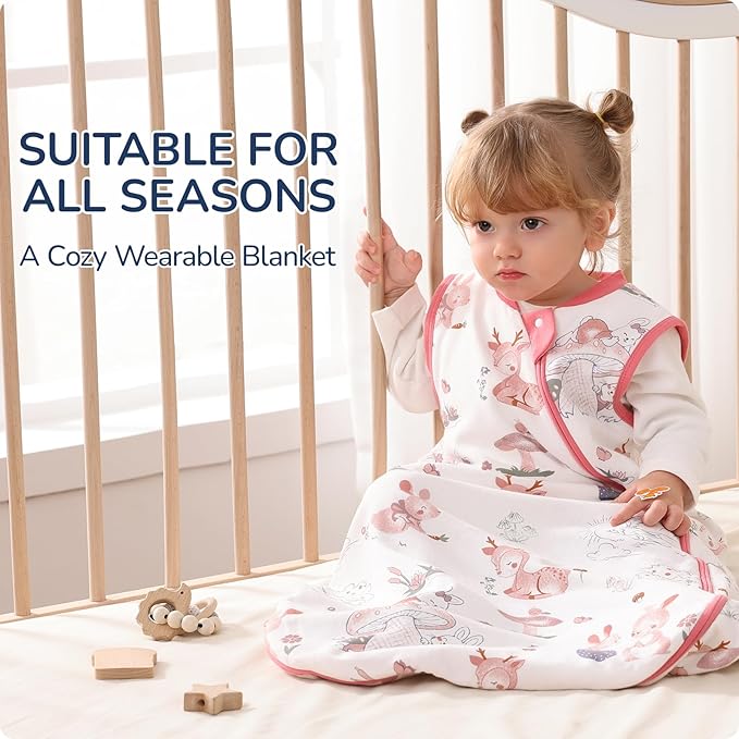1.0 Tog 2.5 Tog Baby Sleep Sack, 100% Cotton Baby Sleeping Bag 3-24M, 2-Way Zipper Baby Wearable Blanket