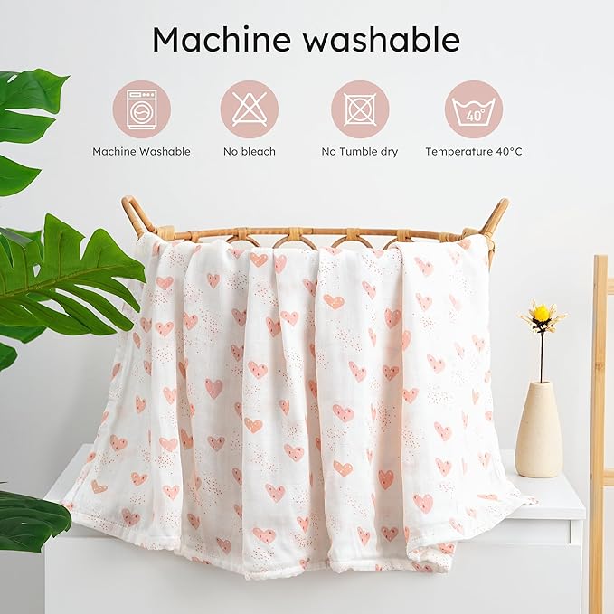 Yoofoss Muslin Swaddle Blankets, 4-Pack Receiving Blankets for Baby Boys and Girls, 47 x 47 Inches Baby Blanket Neutral Swaddle Wrap 70% Rayon from Bamboo and 30% Organic Cotton