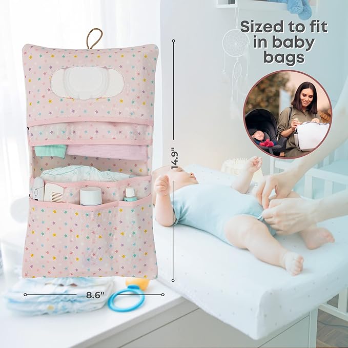 HAMUR Baby Diaper Bag Organizer – Travel-Friendly, Compact & Foldable | Stroller Pouch for Newborn Essentials – Must-Have for Boys & Girls (Elephant)