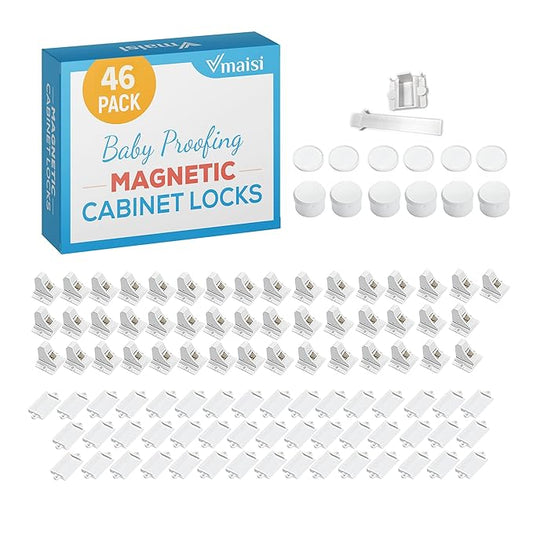Vmaisi ChildProof Magnetic Cabinet Locks (46 Locks and 6 Keys)