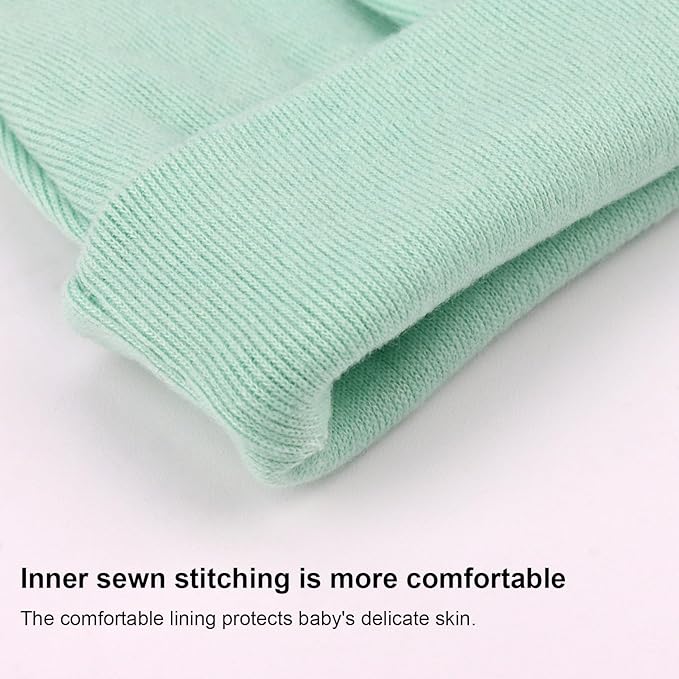 BQUBO Newborn Girls Hats Baby Hat and Mittens Set Infant Caps Bow Hospital Beanie with No Scratch Mittens for Baby Boys Girls