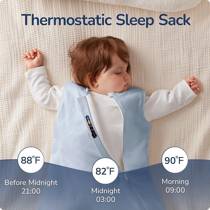 1.0 Tog 2.5 Tog Baby Sleep Sack, 100% Cotton Baby Sleeping Bag 3-24M, 2-Way Zipper Baby Wearable Blanket