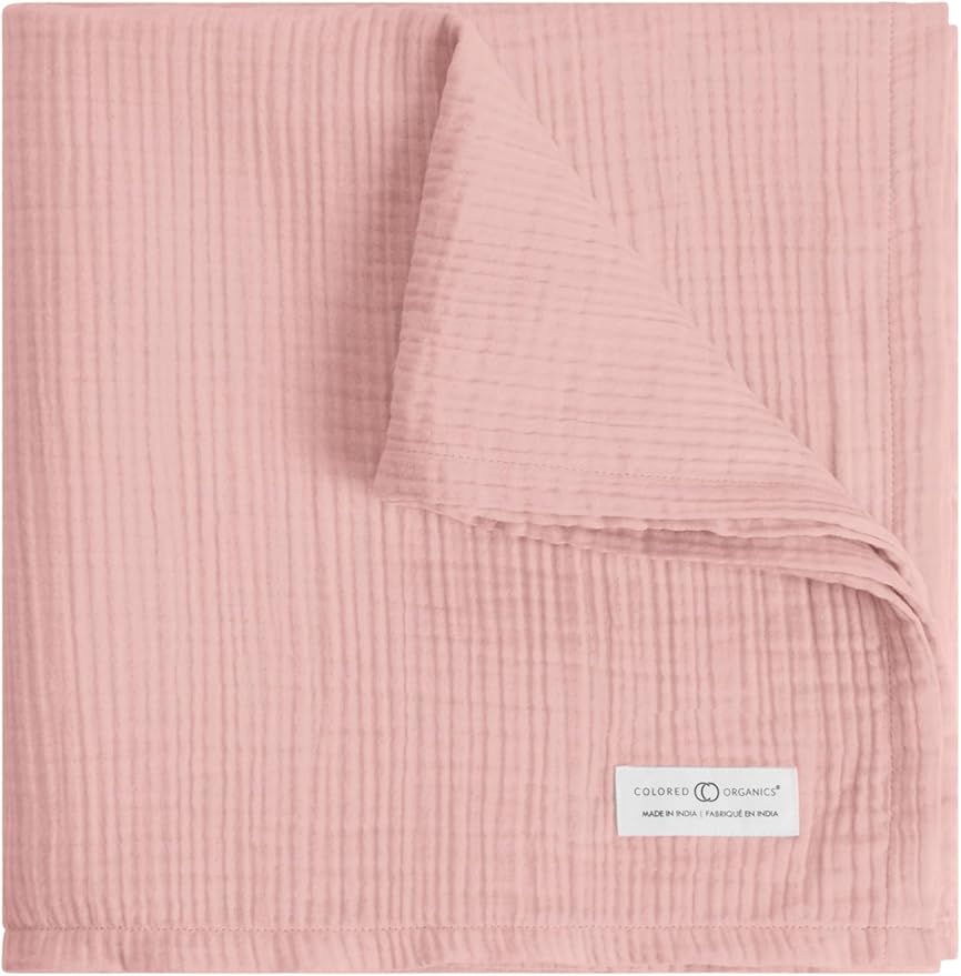 Colored Organics Baby Organic Cotton Swaddle - Infant Receiving Blanket - Ballet Muslin