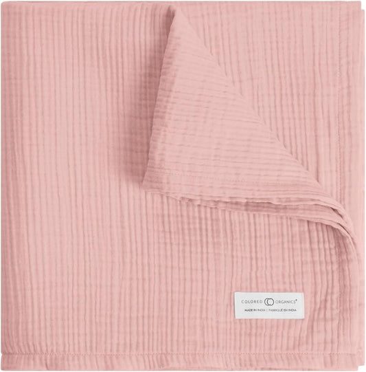 Colored Organics Baby Organic Cotton Swaddle - Infant Receiving Blanket - Ballet Muslin