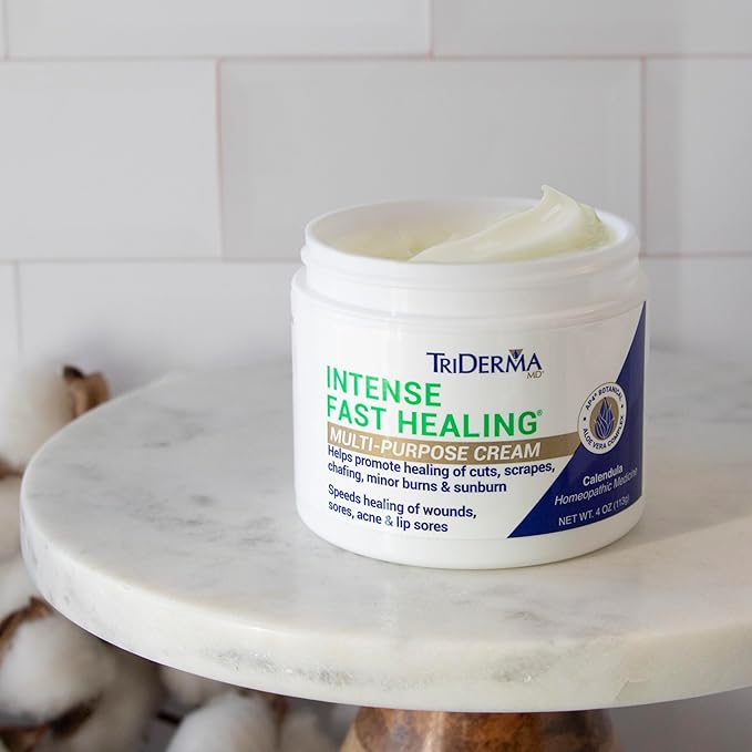 TriDerma Intense Fast Healing Cream, Decreases Healing Time for Minor Irritations, Rashes, Scrapes, Cuts 4 Ounces