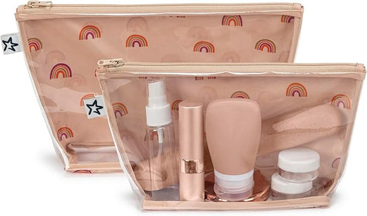 Tiny Twinkle Mess-Proof Travel Bags | TSA Airline Compliant, Zipper Closure, Clear Front Pouch, Diaper Bag Packing, Toiletry or Makeup Cosmetics Organizer