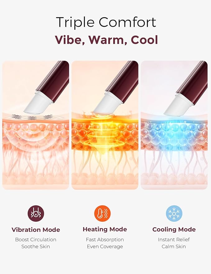 Momcozy ComfortNip™ 3-in-1 Heat/Cool/Vibe Nipple Cream Pen| Touch-Free 316 Steel Head, Botanical Breastfeeding Cream, Rechargeable Portable Christmas Gift for Nipple Pain Relief