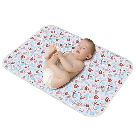 Baby Diaper Changing Pad, 21 5/8" x 31.5" Waterproof Changing Pad Liners - Reusable Soft and Absorbent Portable Changing Mat(Tulip1PCS)