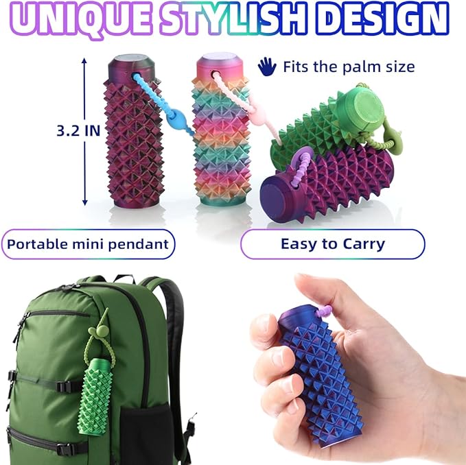 4PCS Little Ouchies Fidget Toys, 3D Printed Pain Stim Spiky Sensory Tools, Portable Pocket Grippie Keychain for Adults & Teens, Anxiety Relief, Stress Reduction, Focus Aid, Venting Novelty Gift