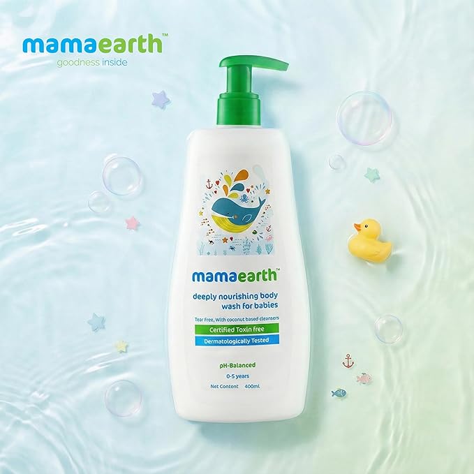 Mamaearth Deeply Nourishing Baby Body Wash | Tear Free Formula with Natural Cleansers | Hydrating Coconut & Jojoba Oil | Moisturizes Delicate Skin of Babies | 13.53 Fl Oz (400ml)