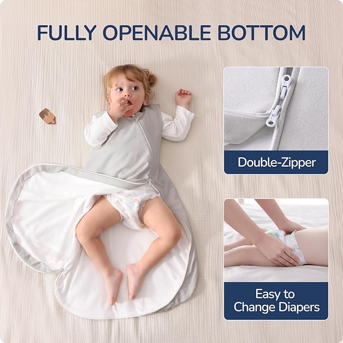 1.0 Tog 2.5 Tog Baby Sleep Sack, 100% Cotton Baby Sleeping Bag 3-24M, 2-Way Zipper Baby Wearable Blanket