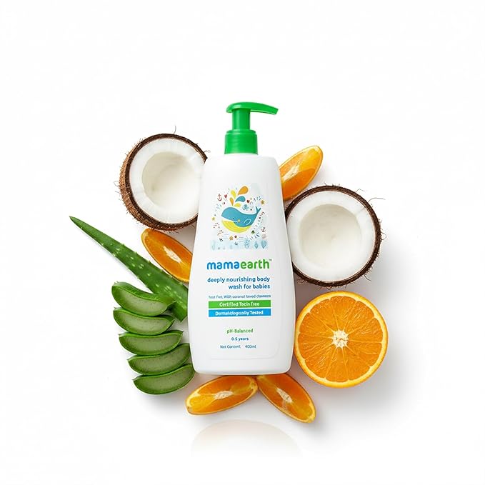 Mamaearth Deeply Nourishing Baby Body Wash | Tear Free Formula with Natural Cleansers | Hydrating Coconut & Jojoba Oil | Moisturizes Delicate Skin of Babies | 13.53 Fl Oz (400ml)