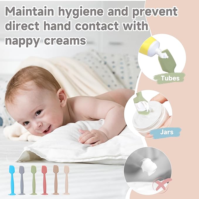 Baby Diaper Cream Spatula Applicator 3 Pack(with 3 Travel Case), Butt Paste Spatula Soft Silicone,Diaper Rash Cream Applicator, Baby Essentials Must Haves Newborn Stuff (Red Blue Khaki)