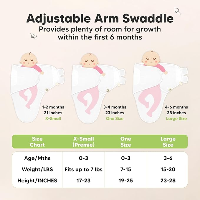3-Pack Organic Swaddles for Newborns, Baby Sleep Sacks 0-3 Months - Baby Swaddle Wrap, Newborn Wearable Blanket, Infant Sleep Sack for Girls, Boys, Soft & Snug, Large Hook & Loop Closure (Glacier)