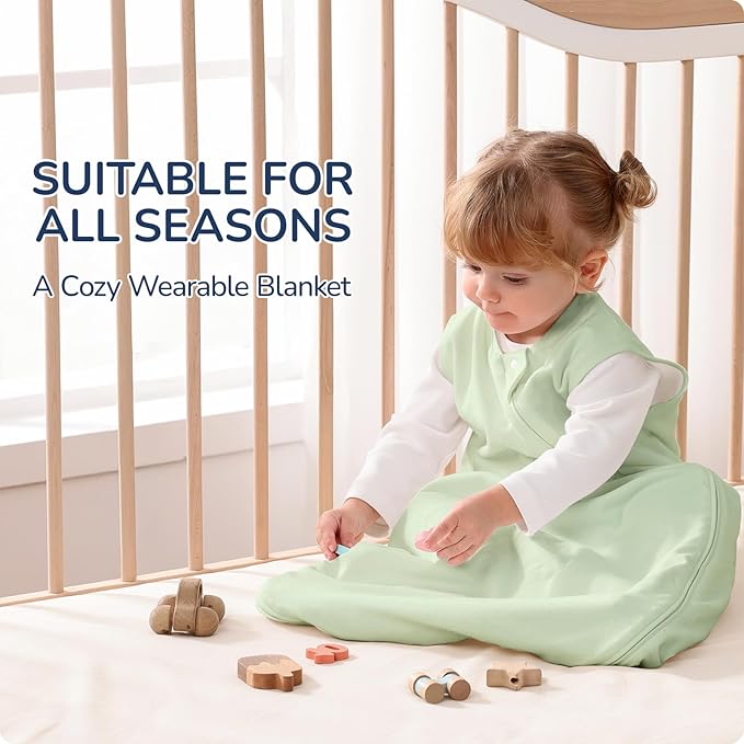 1.0 Tog 2.5 Tog Baby Sleep Sack, 100% Cotton Baby Sleeping Bag 3-24M, 2-Way Zipper Baby Wearable Blanket