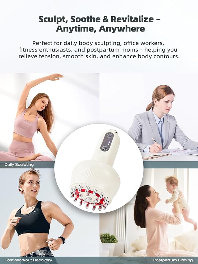 Lymphatic Drainage Massager & Anti Cellulite Massage Tool, Helps Reduce Stretch Marks & Cellulite, for Legs, Arms & Belly, Body Sculpting Machine with Microcurrent, Light, Heat & Vibration