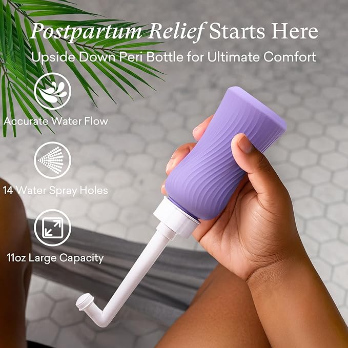 PurComfy 18 Pcs Postpartum Essentials Recovery Kit, Includes 5 Disposable Underwear, 24 Perineal Soothing Pad Liners, Perineal Soothing Foam, 5 Instant Ice Pads, Peri Bottle and 5 Postpartum Pads