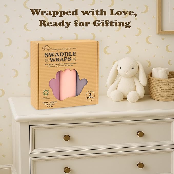 Bublo Baby Newborn Swaddle 0–3 Months – GOTS Certified Organic Cotton Baby Swaddle Blankets, Soft Breathable Infant Swaddles for Newborn Boys & Girls (3-Pack)