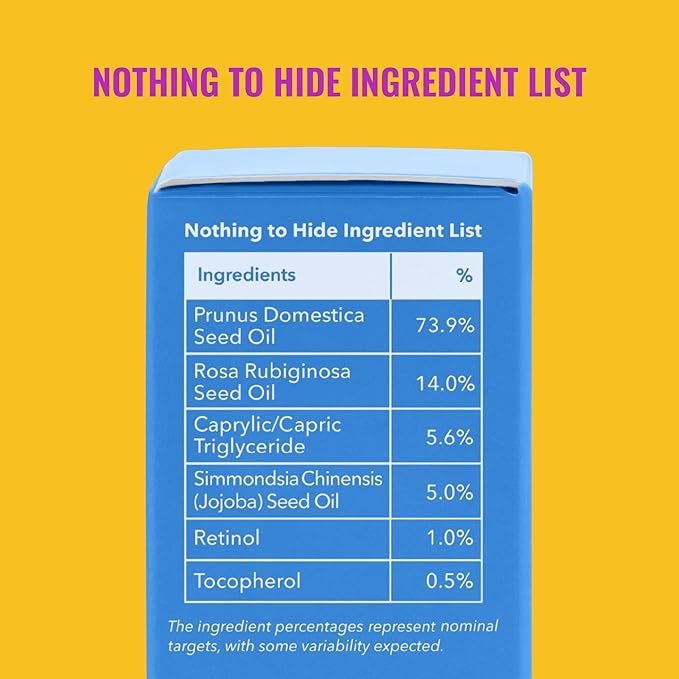 Good Molecules 1% Retinol Night Oil - Retinol and Rosehip Face Oil Formula for Look of Fine Lines & Wrinkles, Anti-Aging, Skin Firming, and Moisturizing - Skin Care for Face