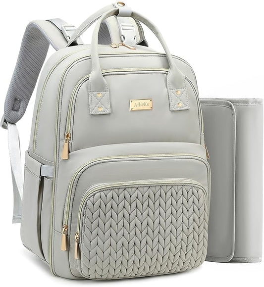 Diaper Bag Backpack - Large Multi functional, Boys, Girls & Baby Travel Essentials Tote with Changing Pad, Insulated Pockets, Stroller Straps, Waterproof - Baby Backpack for Mom & Maternity (Gray)