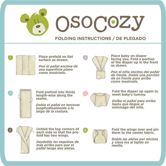 OsoCozy Prefold Cloth Diapers (1 Doz) - Soft, Absorbent, Durable - 100% Cotton