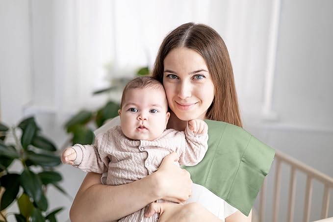 Baby Burp Cloths for Boys and Girls - 7 Pack Large 100% Organic Cotton - Double Layered Extra Absorbent Burp Rags, Green