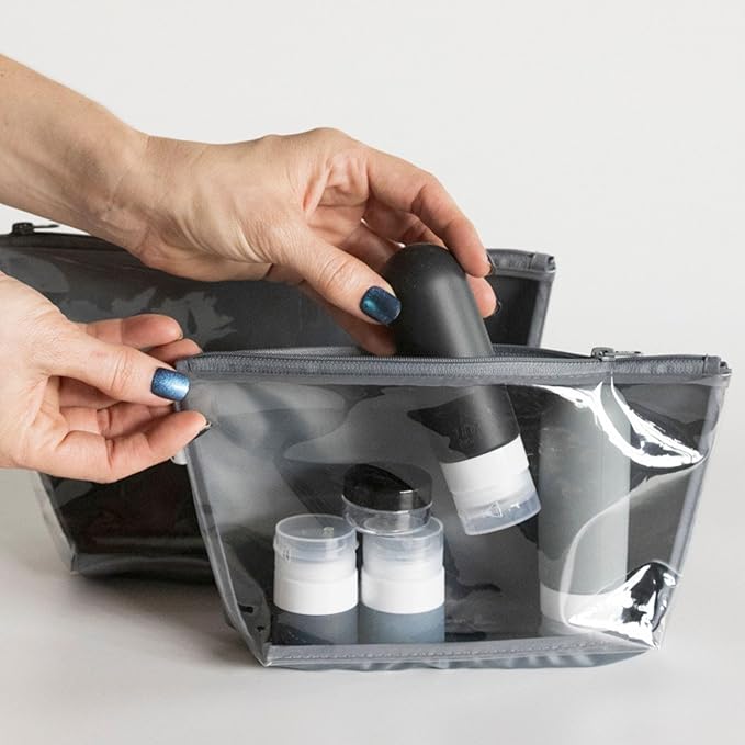 Tiny Twinkle Mess-Proof Travel Bags | TSA Airline Compliant, Zipper Closure, Clear Front Pouch, Diaper Bag Packing, Toiletry or Makeup Cosmetics Organizer