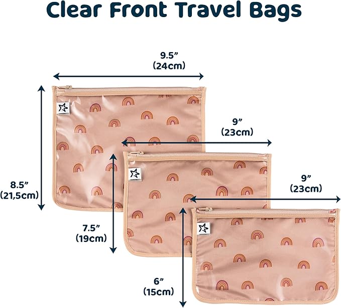 Tiny Twinkle Mess-Proof Travel Bags | TSA Airline Compliant, Zipper Closure, Clear Front Pouch, Diaper Bag Packing, Toiletry or Makeup Cosmetics Organizer