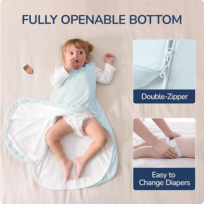 1.0 Tog 2.5 Tog Baby Sleep Sack, 100% Cotton Baby Sleeping Bag 3-24M, 2-Way Zipper Baby Wearable Blanket