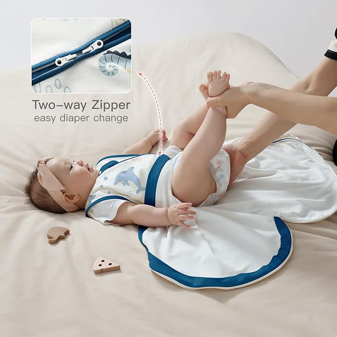1.0 Tog 2.5 Tog Baby Sleep Sack, 100% Cotton Baby Sleeping Bag 3-24M, 2-Way Zipper Baby Wearable Blanket