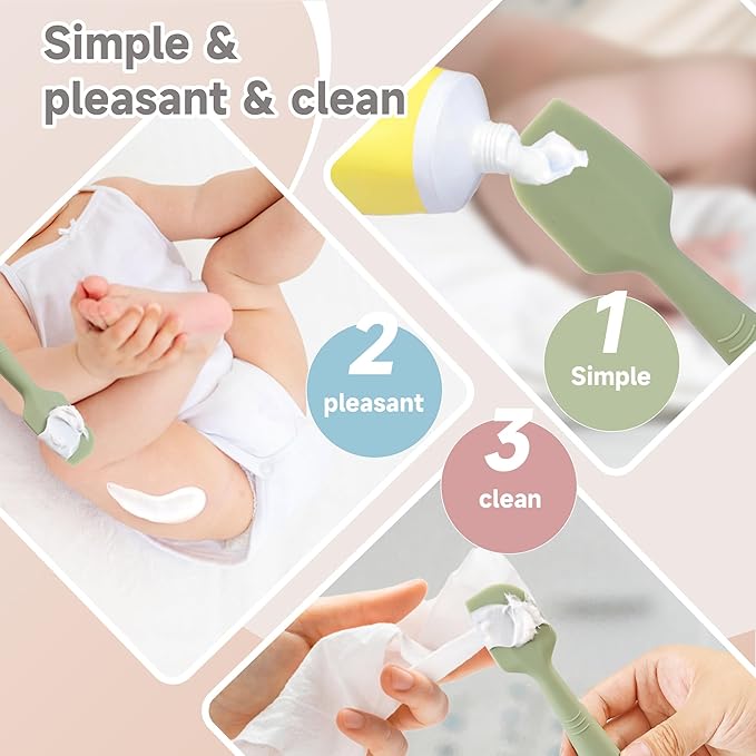 Baby Diaper Cream Spatula Applicator 3 Pack Butt Paste Spatula Soft Silicone,Diaper Rash Cream Applicator, Baby Essentials Must Haves Newborn Stuff (Red Green Grey)
