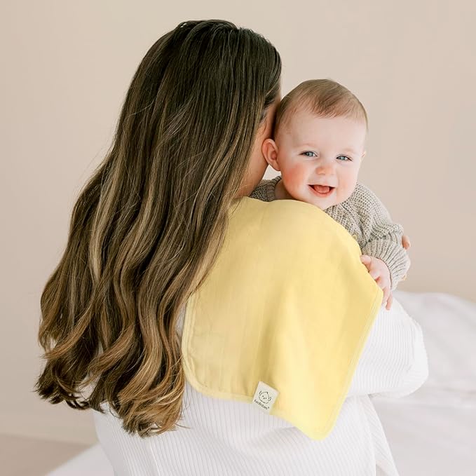 5-Pack Cotton Muslin Burp Cloths Baby Girls, Boys - Soft & Absorbent Spit Up Burp Rags, Large Muslin Towel, Cotton Wash Cloths for Babies, Newborn, Infant, No Shrink, Durable, Neutral (Mirage)