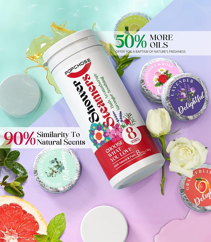 POPCHOSE Shower Steamers Aromatherapy - Self Care & Home SPA Relaxation, 8 Scents Gifts for Women, Mom, Grandma, Wife and Daughter, Birthday Gifts for Women and men, Stocking Stuffers for Teens Adults