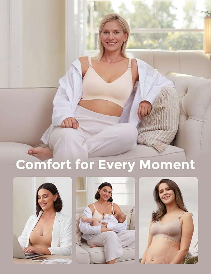 Momcozy Nursing Bras for Breastfeeding, YN21 Seamless Ultra Comfort Maternity Bra, Natural Shape, Pregnancy Sleep Bralette