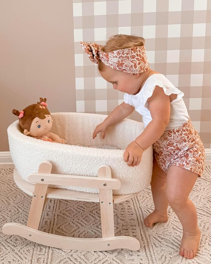 LeyaDoll Soft Baby Doll Toys (16''), My First Baby Rag Doll for 1 Year-Old Girl Birthday Gift,Christmas Plush Toys Gift for Toddler Kids Infants-Cherry